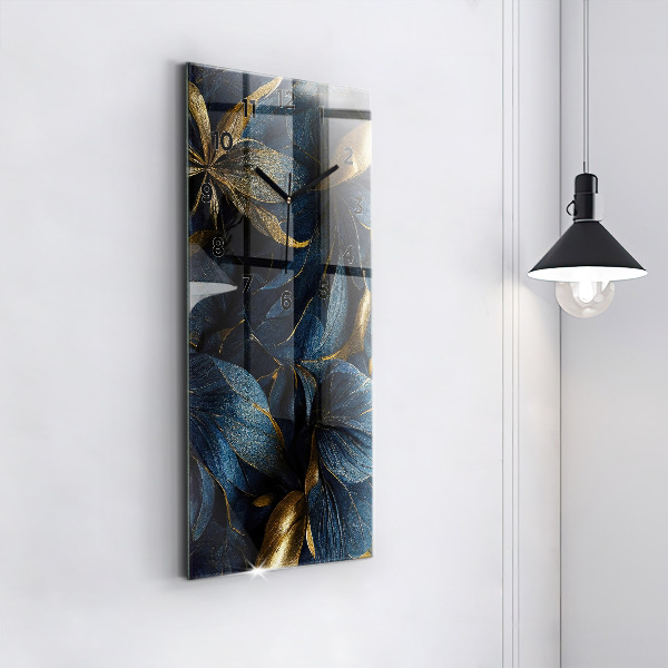 Reloj de vidrio vertical Flores decorativas - espejomat.es