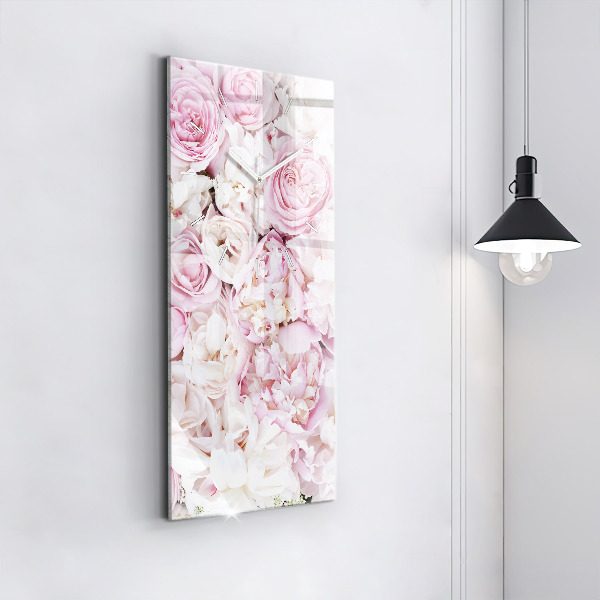 Reloj de vidrio vertical Flores decorativas - espejomat.es