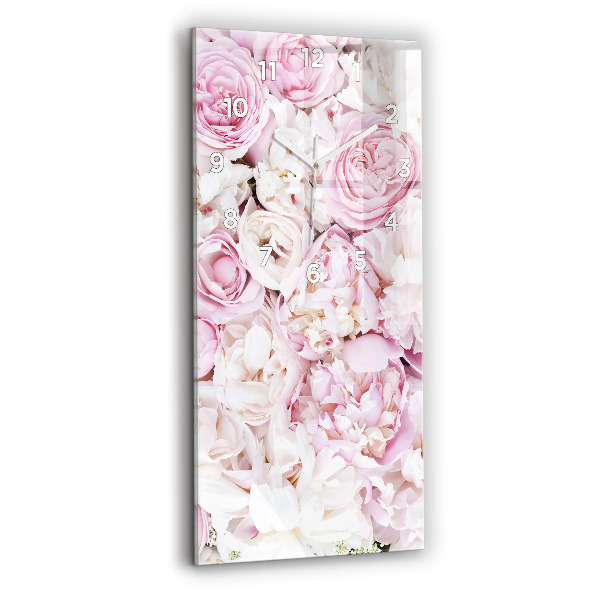 Reloj de vidrio vertical Flores decorativas - espejomat.es