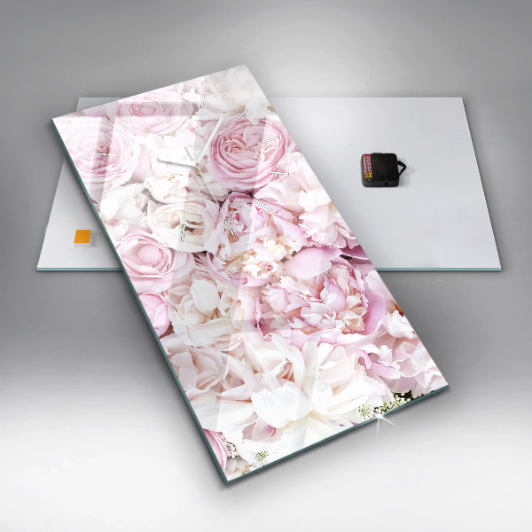 Reloj de vidrio vertical Flores decorativas - espejomat.es