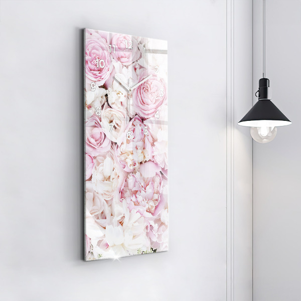 Reloj de vidrio vertical Flores decorativas - espejomat.es