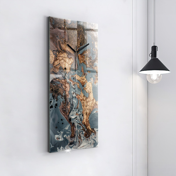 Reloj vertical Abstracción mármol dorado - espejomat.es