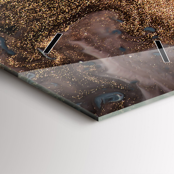 Reloj vertical Abstracción mármol dorado - espejomat.es