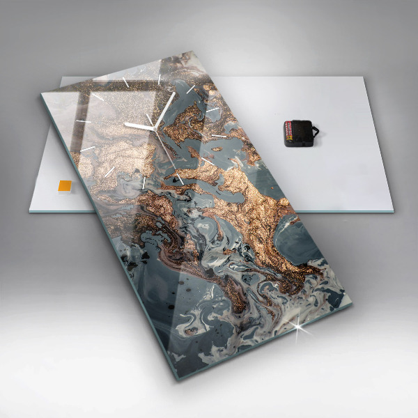 Reloj vertical Abstracción mármol dorado - espejomat.es