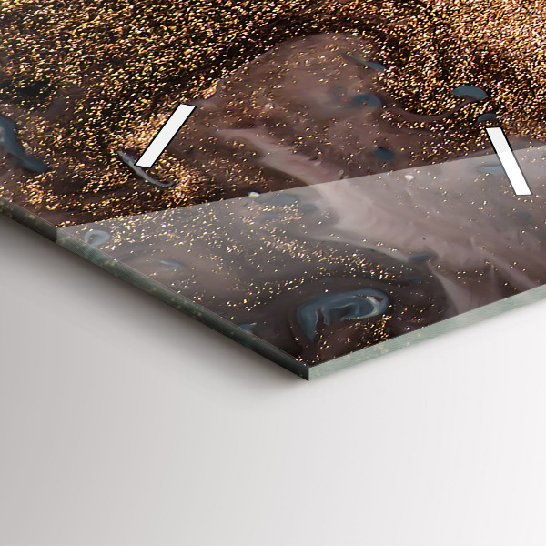 Reloj vertical Abstracción mármol dorado - espejomat.es