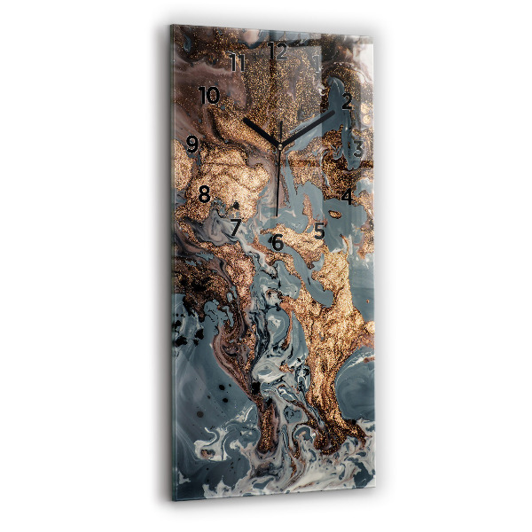 Reloj vertical Abstracción mármol dorado - espejomat.es