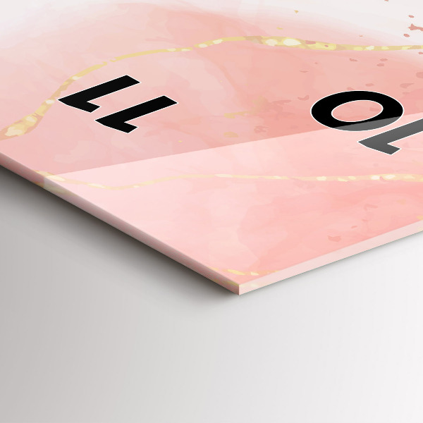 Reloj de vidrio vertical Mármol rosa - espejomat.es