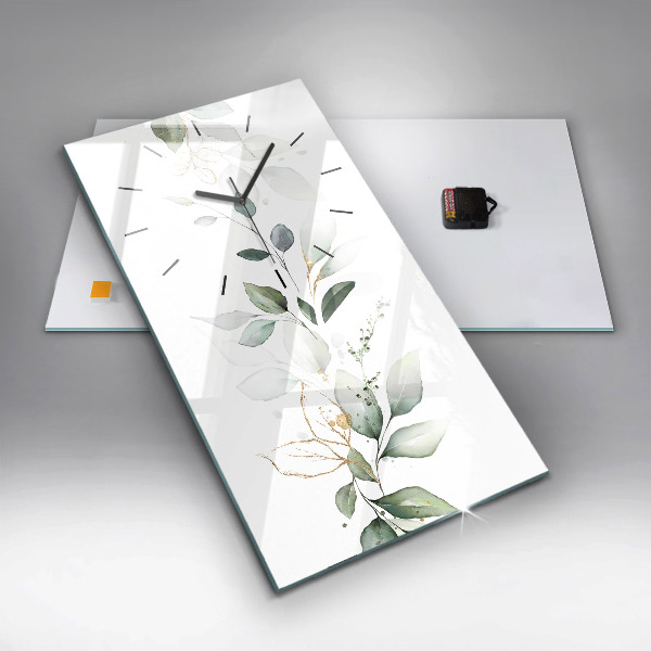 Reloj de vidrio vertical Hojas abstractas - espejomat.es