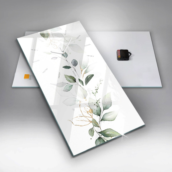 Reloj de vidrio vertical Hojas abstractas - espejomat.es