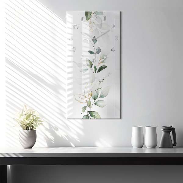 Reloj de vidrio vertical Hojas abstractas - espejomat.es