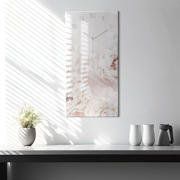 Reloj de cristal vertical Flores de peonía - espejomat.es