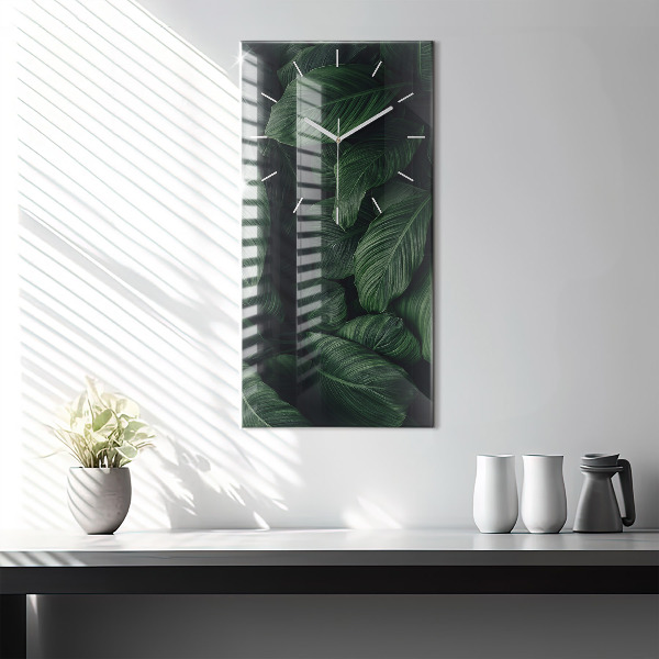 Reloj de vidrio vertical Monstera tropical - espejomat.es