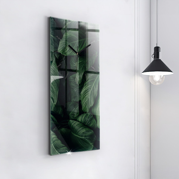 Reloj de vidrio vertical Monstera tropical - espejomat.es