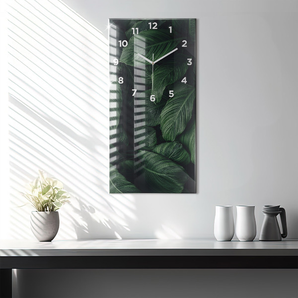 Reloj de vidrio vertical Monstera tropical - espejomat.es