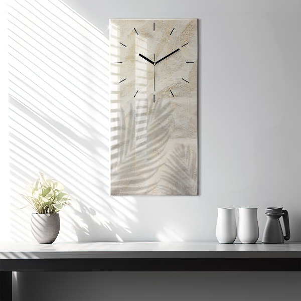 Reloj de vidrio vertical Arena con sombra de palmeras - espejomat.es