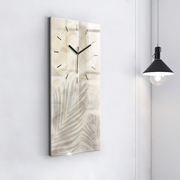 Reloj de vidrio vertical Arena con sombra de palmeras - espejomat.es