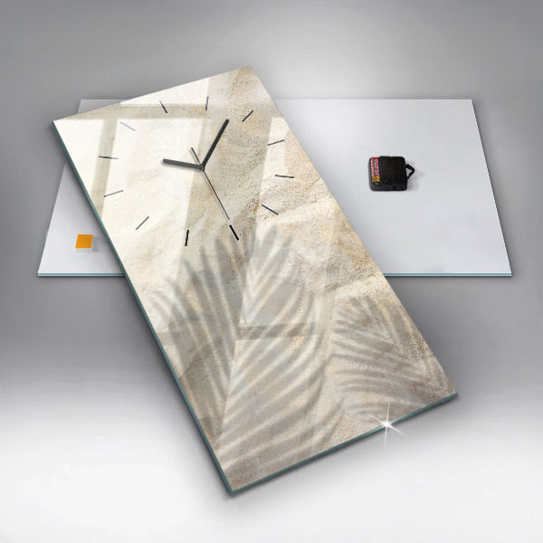 Reloj de vidrio vertical Arena con sombra de palmeras - espejomat.es