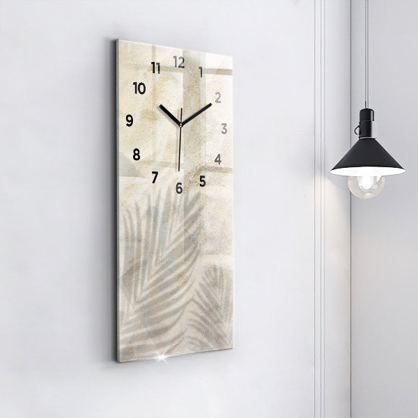 Reloj de vidrio vertical Arena con sombra de palmeras - espejomat.es