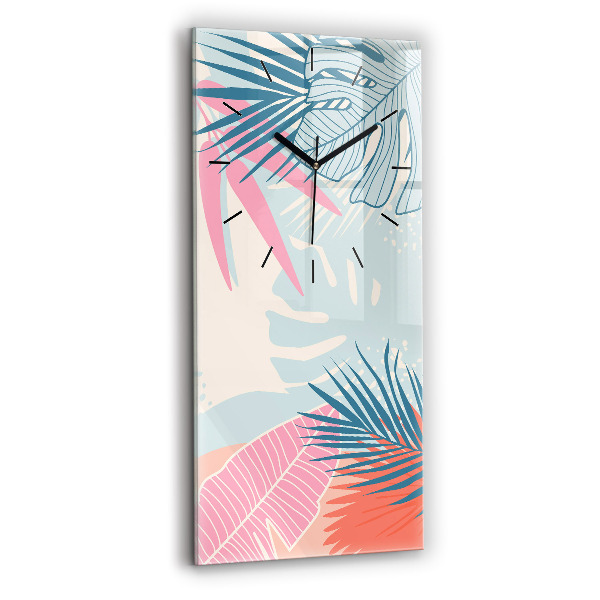 Reloj de vidrio vertical Hojas pastel - tropical - espejomat.es