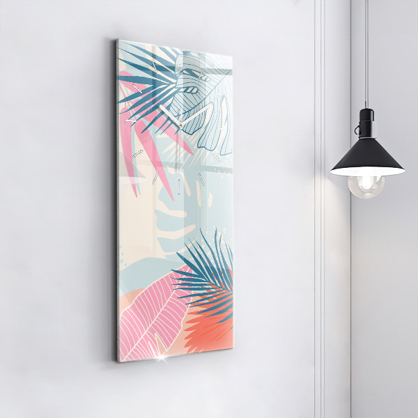 Reloj de vidrio vertical Hojas pastel - tropical - espejomat.es
