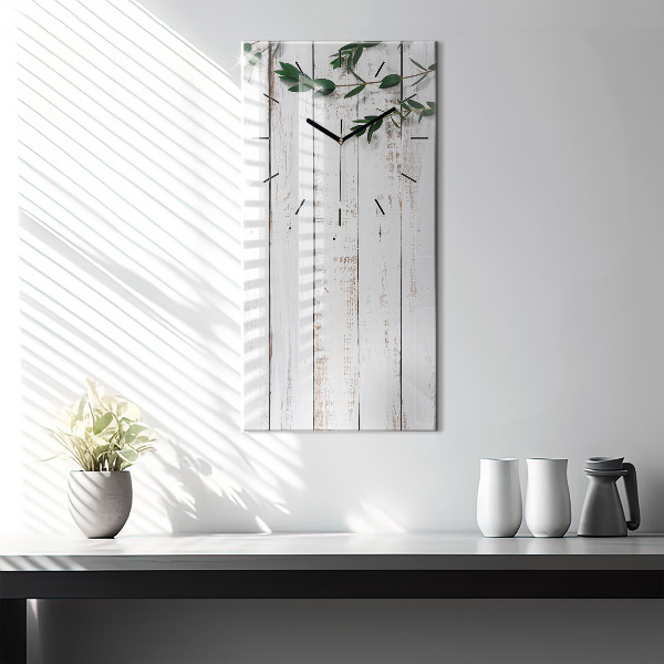 Reloj de vidrio vertical Tablas de madera clara - espejomat.es