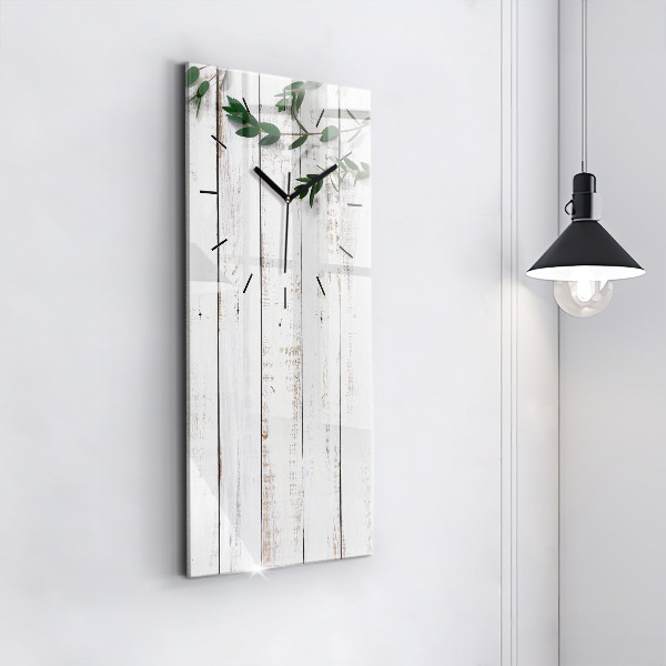 Reloj de vidrio vertical Tablas de madera clara - espejomat.es