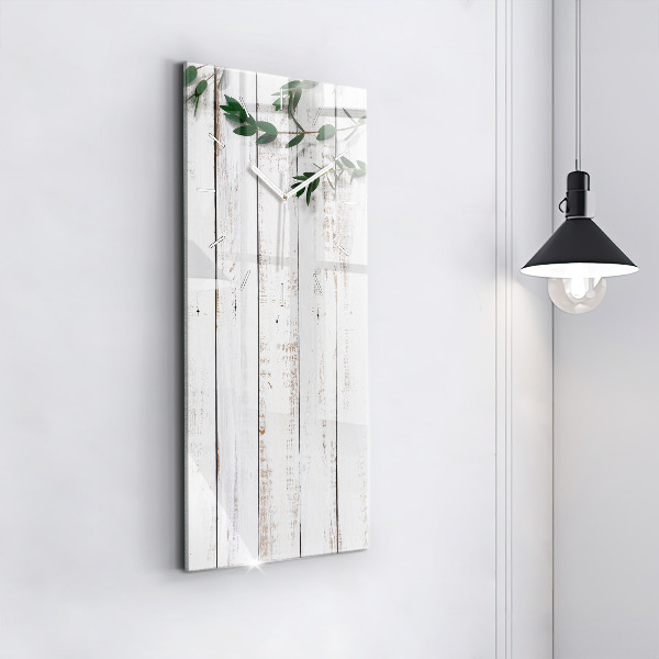 Reloj de vidrio vertical Tablas de madera clara - espejomat.es