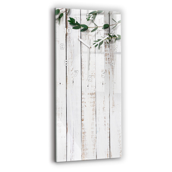 Reloj de vidrio vertical Tablas de madera clara - espejomat.es