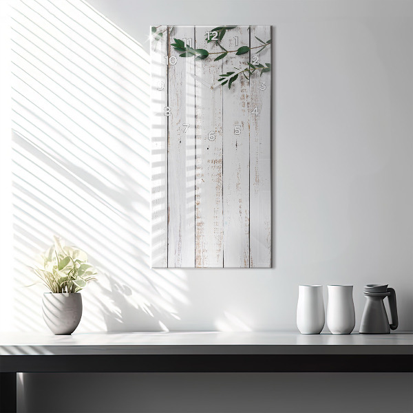 Reloj de vidrio vertical Tablas de madera clara - espejomat.es