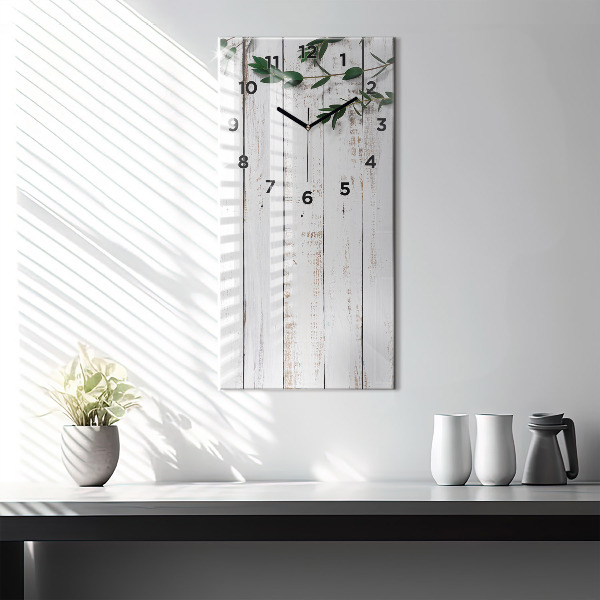 Reloj de vidrio vertical Tablas de madera clara - espejomat.es