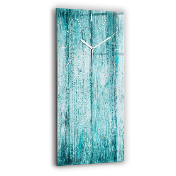 Reloj de vidrio vertical Madera vieja azul - espejomat.es