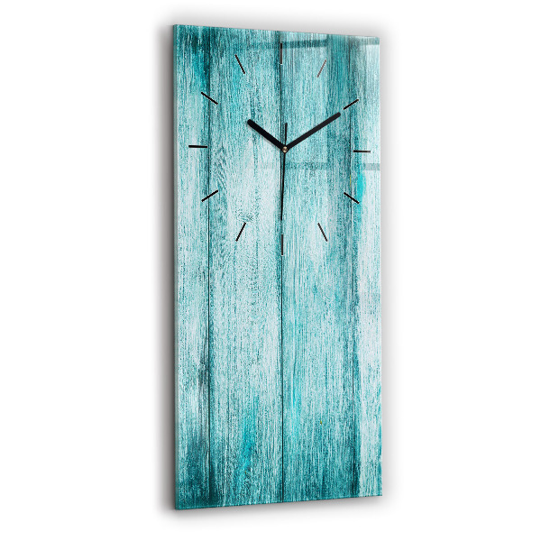 Reloj de vidrio vertical Madera vieja azul - espejomat.es