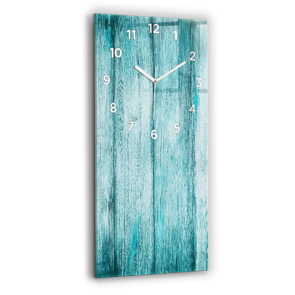 Reloj de vidrio vertical Madera vieja azul - espejomat.es