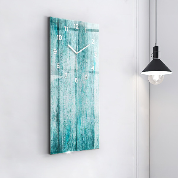 Reloj de vidrio vertical Madera vieja azul - espejomat.es