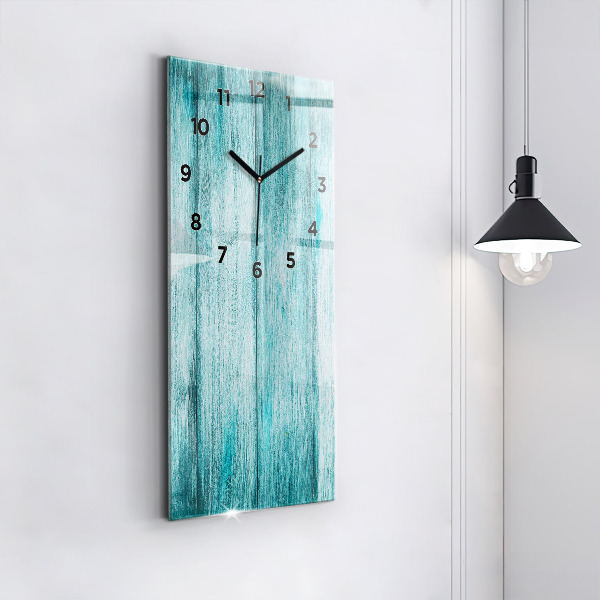 Reloj de vidrio vertical Madera vieja azul - espejomat.es