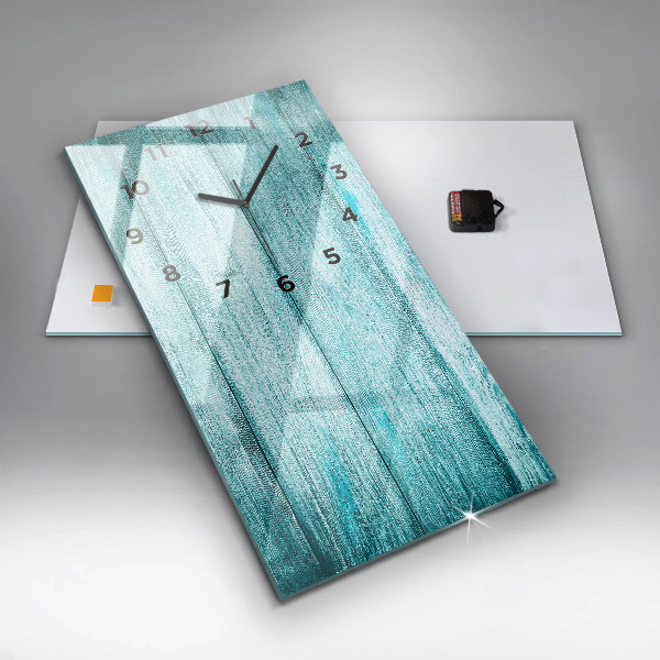 Reloj de vidrio vertical Madera vieja azul - espejomat.es