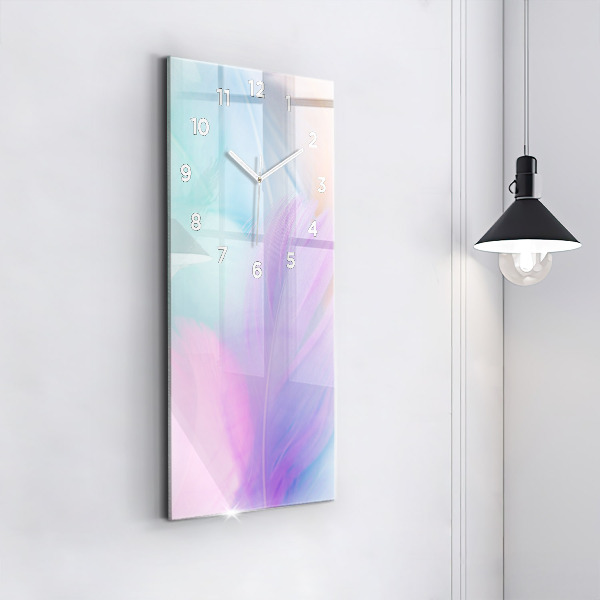 Reloj de cristal vertical Plumas de colores - espejomat.es
