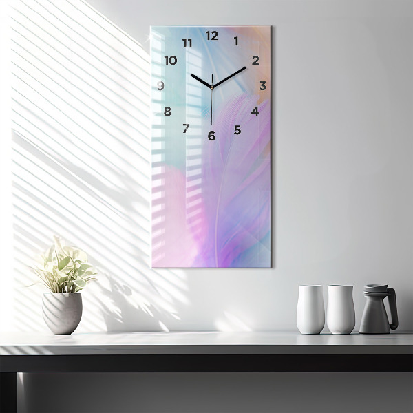 Reloj de cristal vertical Plumas de colores - espejomat.es