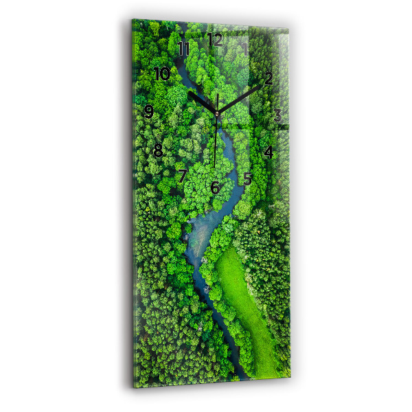 Reloj de vidrio vertical Río en el bosque - espejomat.es