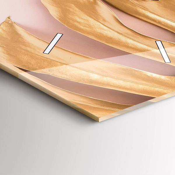 Reloj de cristal vertical Hojas tropicales doradas - espejomat.es