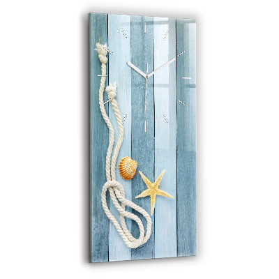 Reloj de vidrio vertical Rayas y conchas marinas - espejomat.es