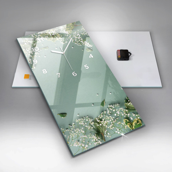 Reloj de cristal vertical Flores delicadas - espejomat.es
