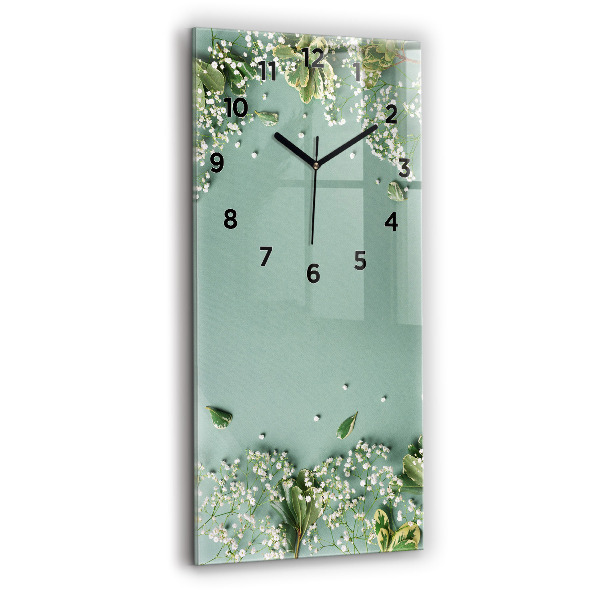 Reloj de cristal vertical Flores delicadas - espejomat.es