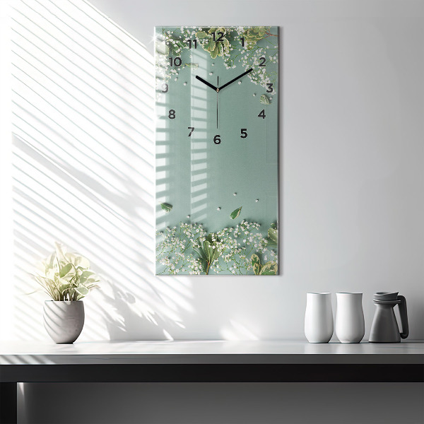Reloj de cristal vertical Flores delicadas - espejomat.es