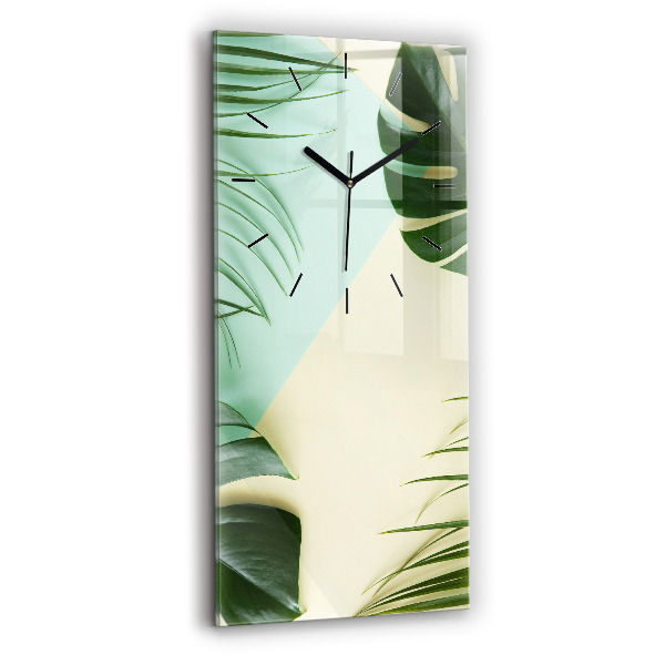 Reloj de vidrio vertical Hojas de Monstera - espejomat.es