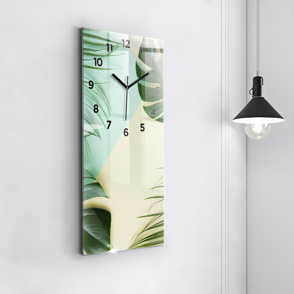 Reloj de vidrio vertical Hojas de Monstera - espejomat.es