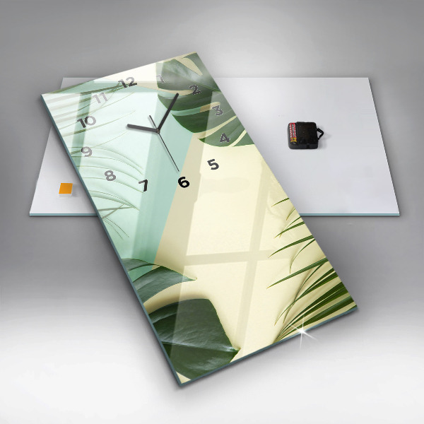Reloj de vidrio vertical Hojas de Monstera - espejomat.es