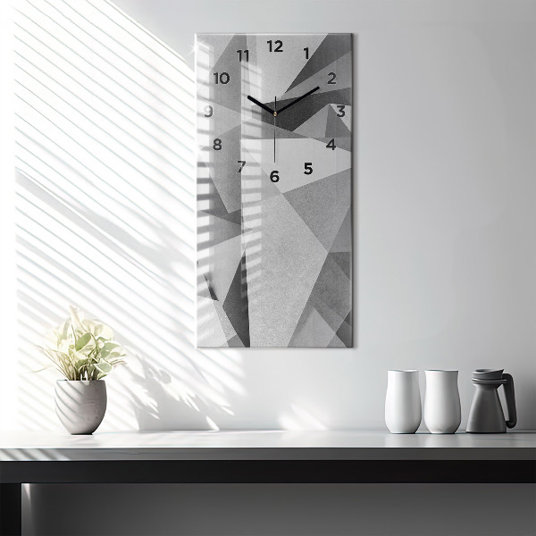 Reloj de cristal vertical Abstracción geométrica gris - espejomat.es