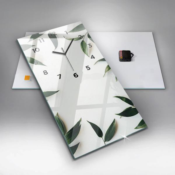 Reloj de vidrio vertical Marco de hojas - espejomat.es