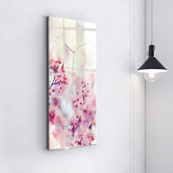 Reloj de vidrio vertical Flores de primavera - espejomat.es